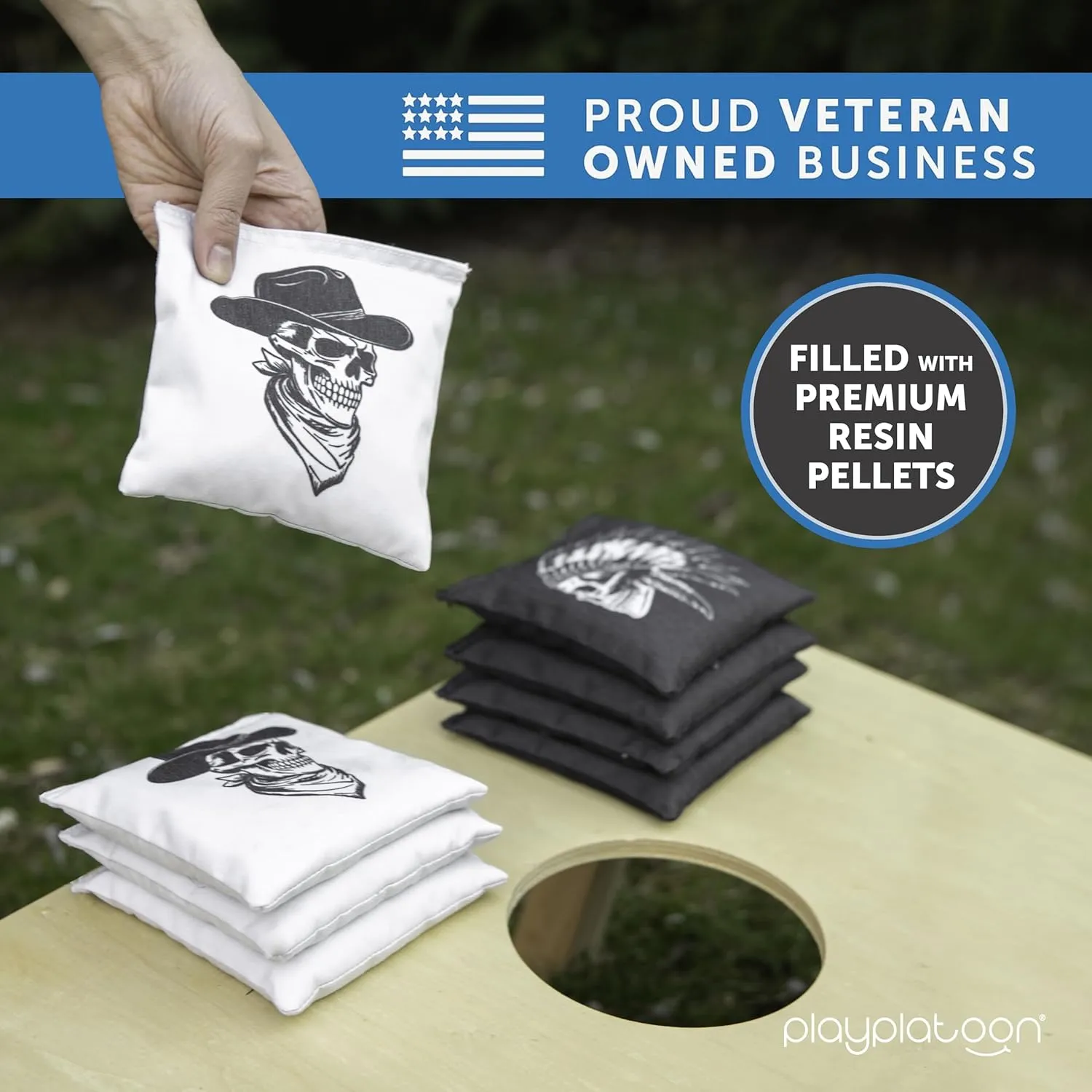 Professional Cornhole Bags - Set of 8 Regulation All Weather Double Sided - Sticky Side/Slick Side Bean Bags for Pro Corn Hole Game