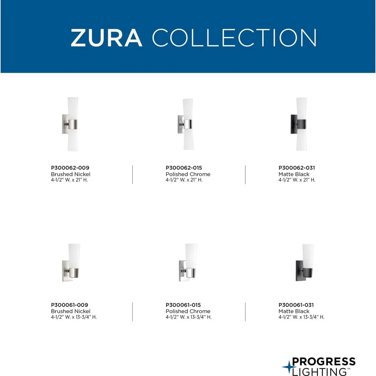 Progress Lighting P300062-015 Zura Bath & Vanity, Chrome, 21.00x4.50x4.50