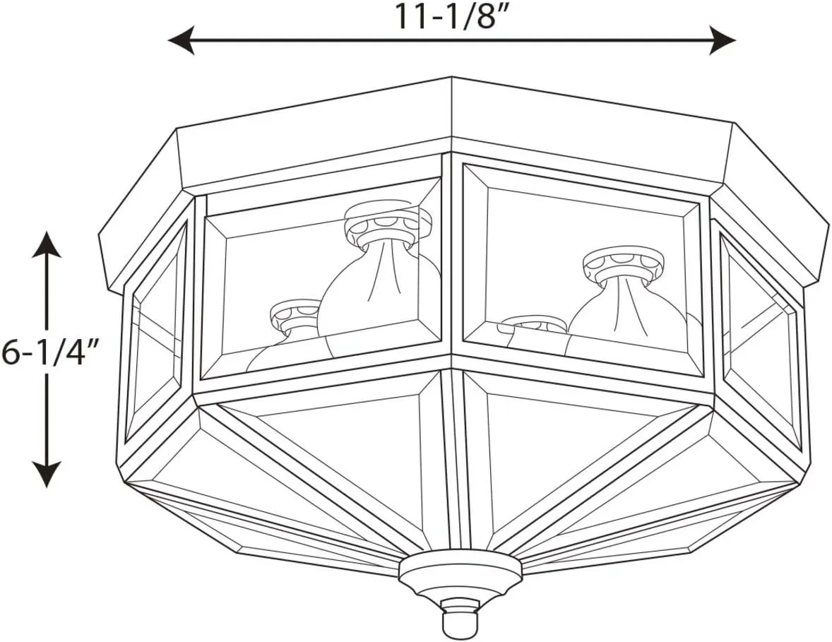 Progress Lighting P5789-09 Octagonal Close-To-Ceiling Fixture with Clear Bound Beveled Glass, Brushed Nickel