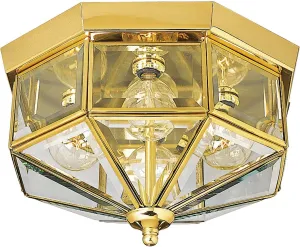 Progress Lighting P5789-10 Beveled Glass Close-to-Ceiling, 12-Inch Diameter x 7-Inch Height, Brass