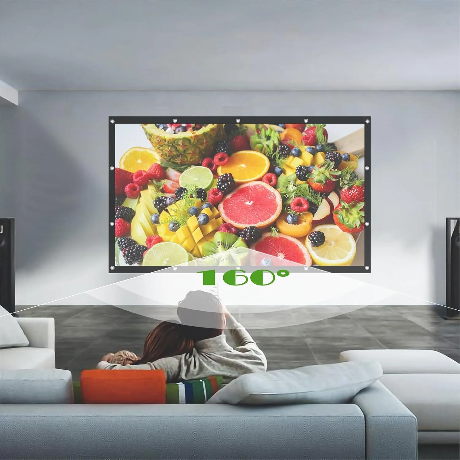 Projector Screen 84 Inch Portable Movie Screen for Outdoor Indoor 16:9 Foldable Wrinkle-Free 1.1 GAIN,160°Viewing,Support Front Rear Projection with 16 Sticky Hooks & 8 Nail Hooks (84 INCH)