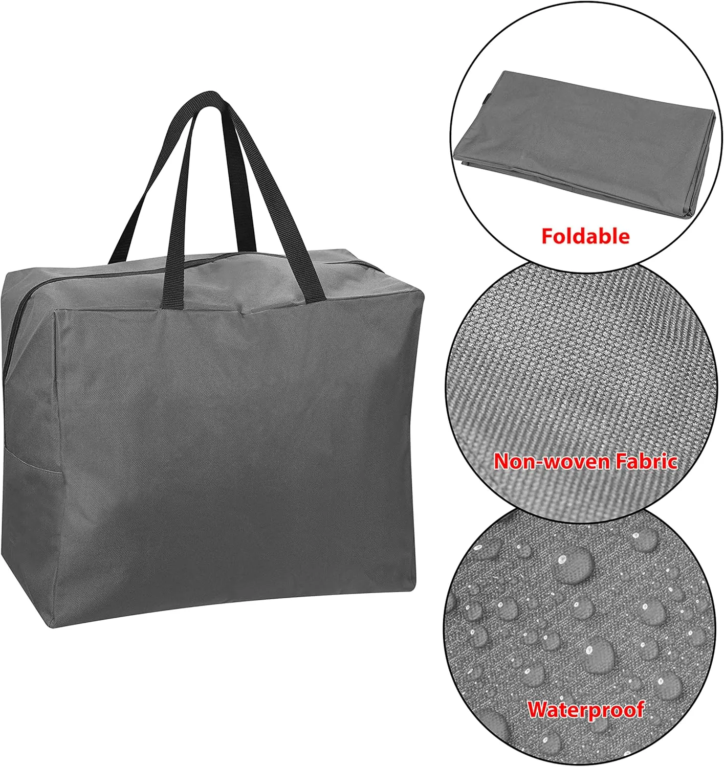 ProPik Holiday Ornaments Accessories Storage Bag Tear-proof Polyester Material 15” X 9.8” X 18.1” With Handles And Full Length Zipper (Gray)