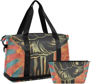Protest Fist Illustration Sports Tote Gym Bag Gym Sports Carry with Toiletry Bag for Travel Foldable