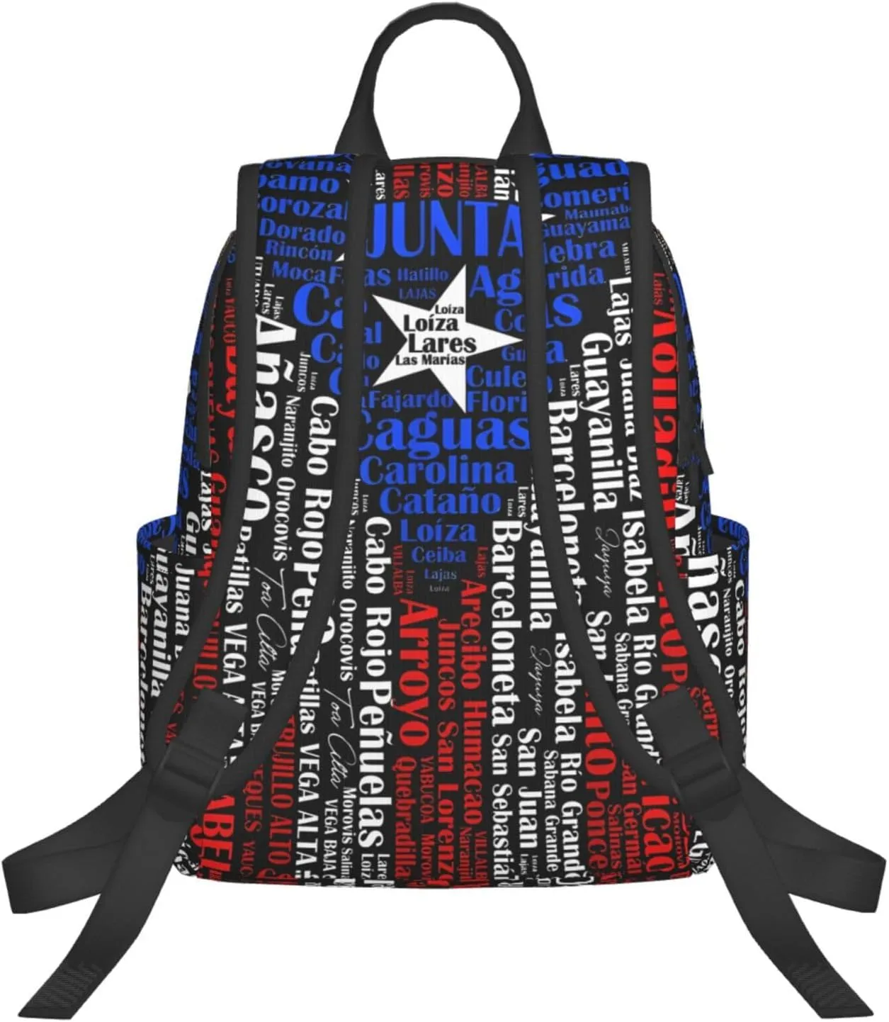 Puerto Rican Flag Towns Cities Of Puerto Rico Travel Backpacks Casual Laptop Backpack Sport Rucksack Large Capacity Daypack Multi-Pockets Adjustable Strap Bag for Working Hiking