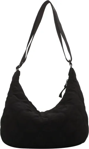 Puffer Quilted Tote Bag for Women Puffy Padded Crossbody Purse Soft Lightweight Shoulder Bag with Zipper