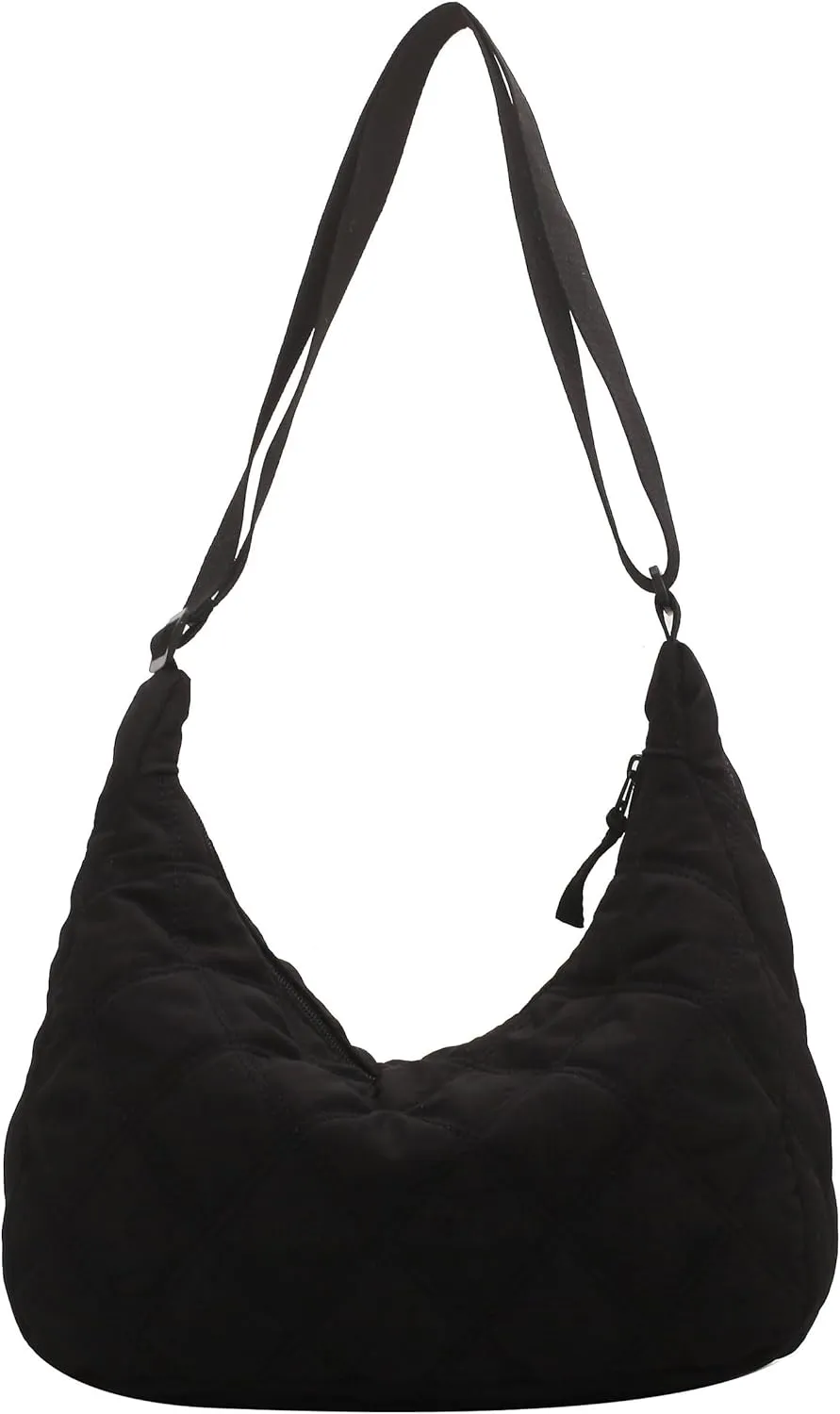 Puffer Quilted Tote Bag for Women Puffy Padded Crossbody Purse Soft Lightweight Shoulder Bag with Zipper