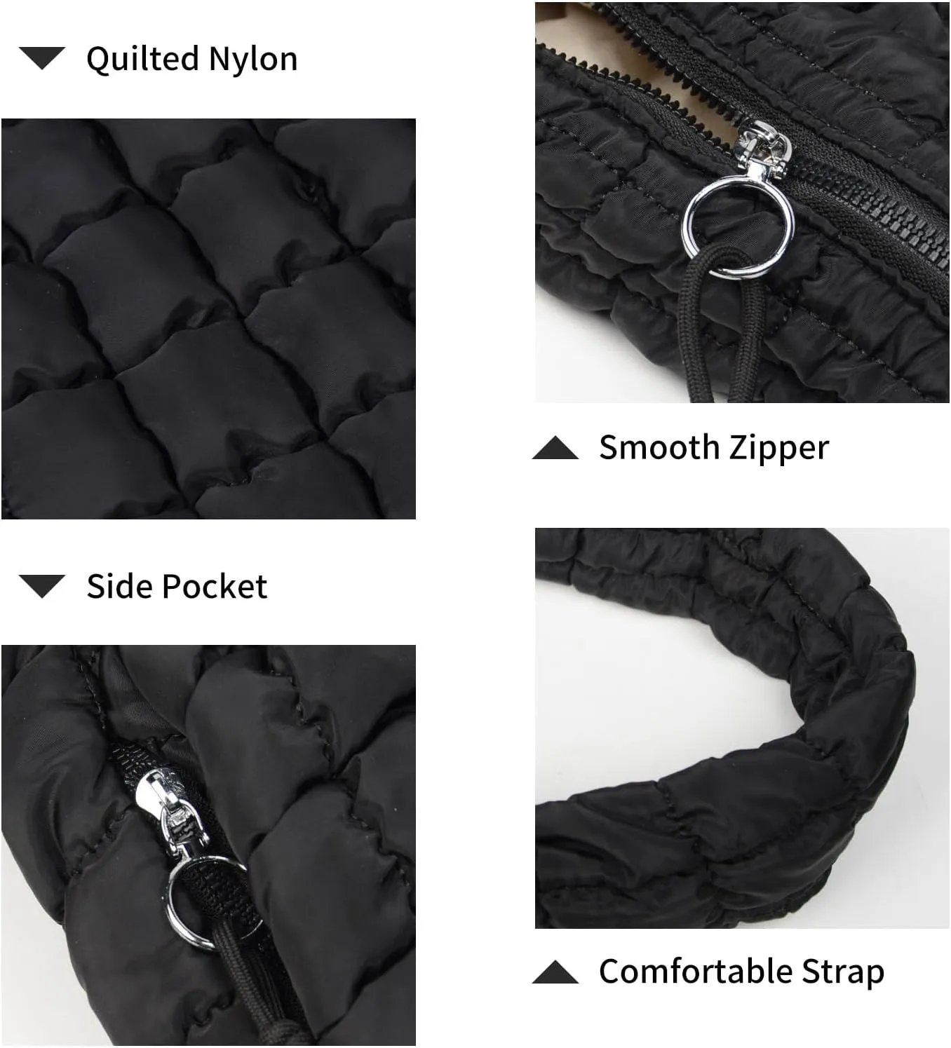 Puffer Tote Bag for Women, Large Puffy Quilted Crossbody Purse with Zipper Lightweight Shoulder Bag Handbag