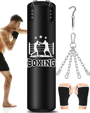 Punching Bag for Adults, 4FT PU Heavy Bag Kickboxing Training Boxing Bag for MMA Karate Kickboxing Martial Art Home Gym Trainging