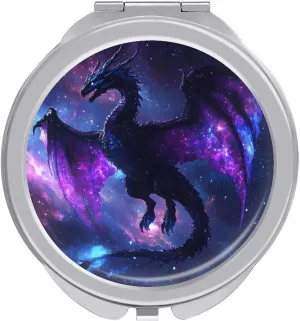Purple Dragon Fantasy Animals Compact Makeup Mirror Mini Foldable Cosmetic Mirror Portable Travel Mirror for Purse Pocket