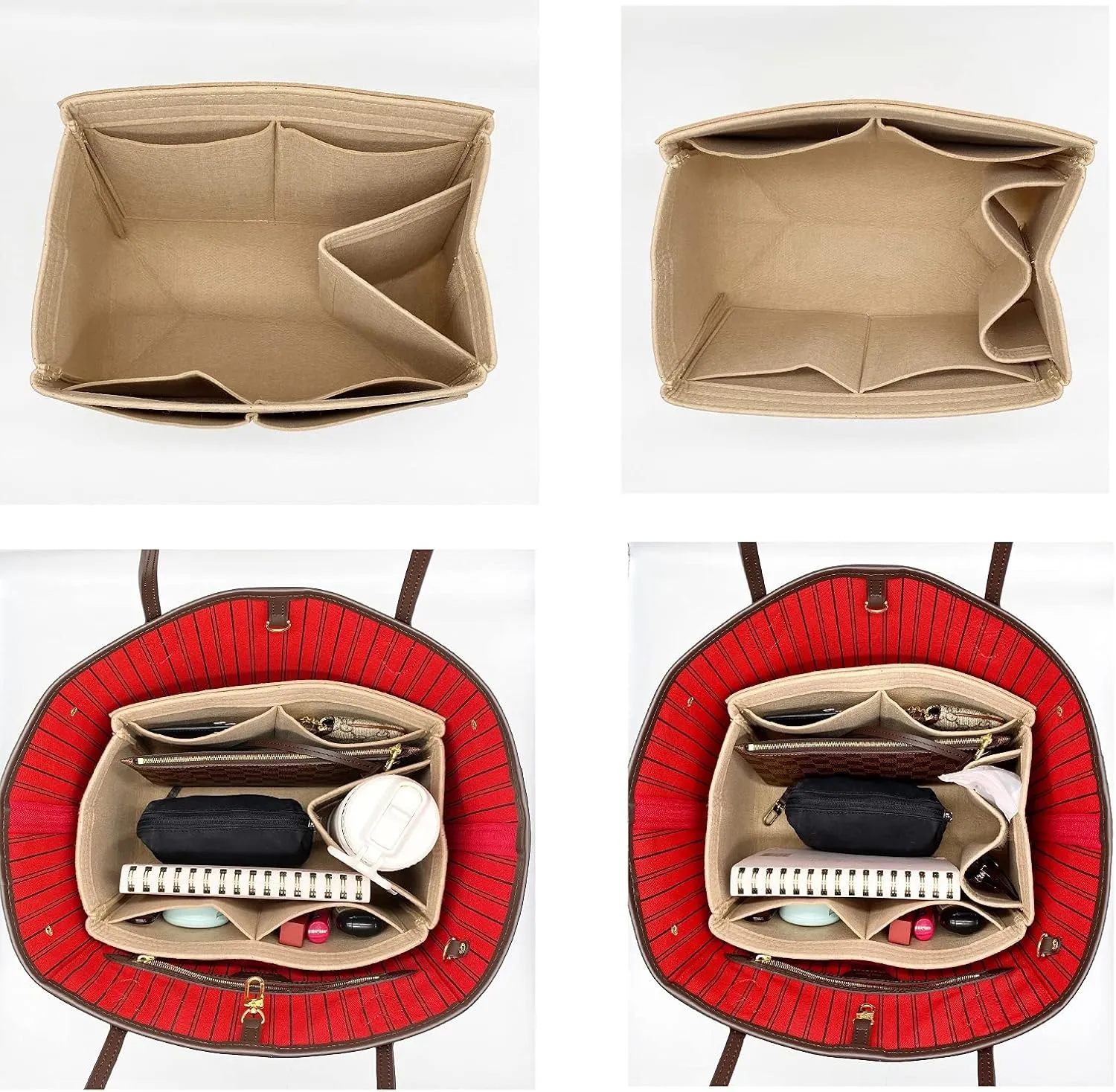 Purse Bag Organizer Felt Insert Tote Shaper Fit Speedy Neverfull MM (BEIGE)
