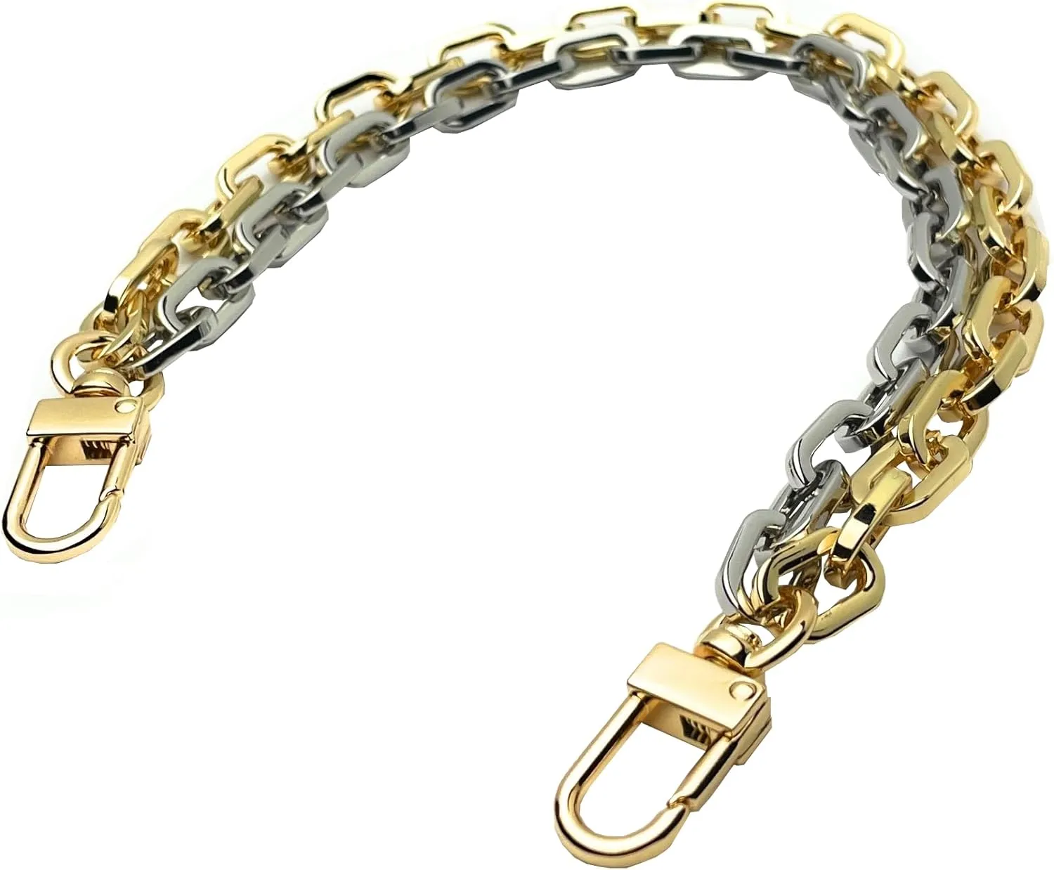 Purse Chain [Double Charm] Gold Silver Shoulder Bag Chain Accessory - Box on Box 11" by 10"