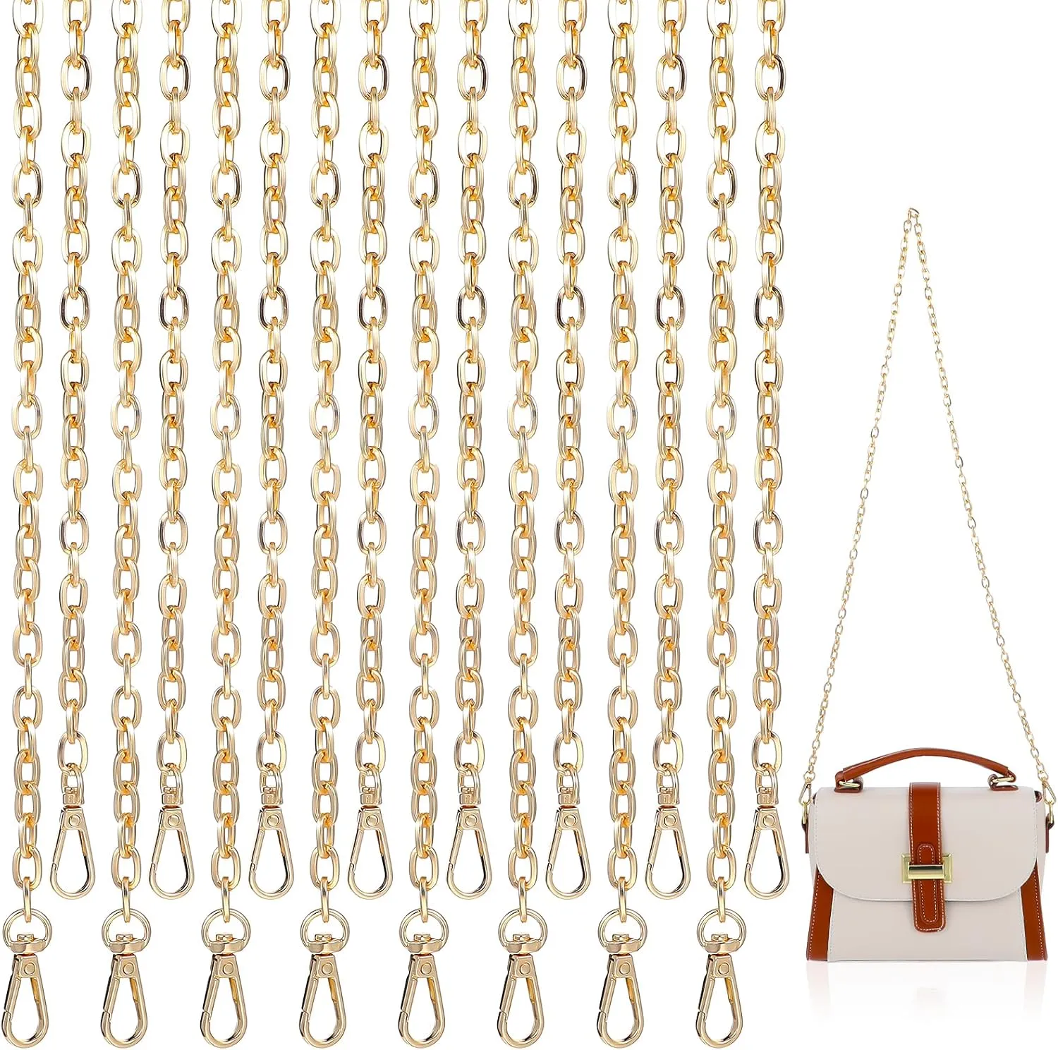 Purse Chain Replacement, 8 Pack Wallet Chain Shoulder Bag Chain, 47 Inch, Metal