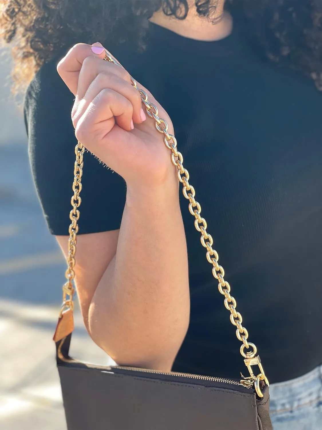 Purse Chain Strap Replacement [9mm Round] Shoulder Crossbody Chain for Womens Handbag Gold (8" / 20cm)