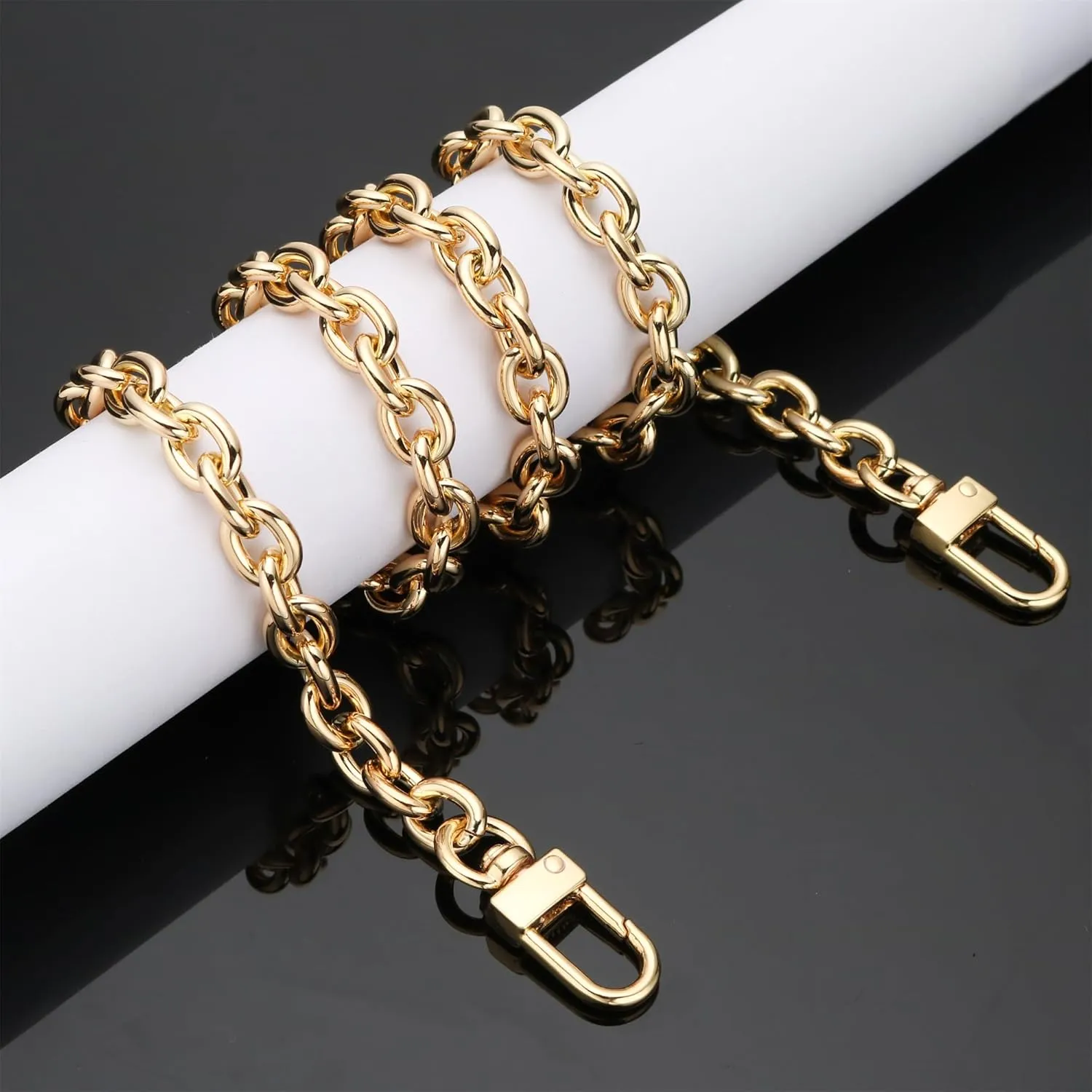 Purse Chain Strap Replacement [9mm Round] Shoulder Crossbody Chain for Womens Handbag Gold (8" / 20cm)