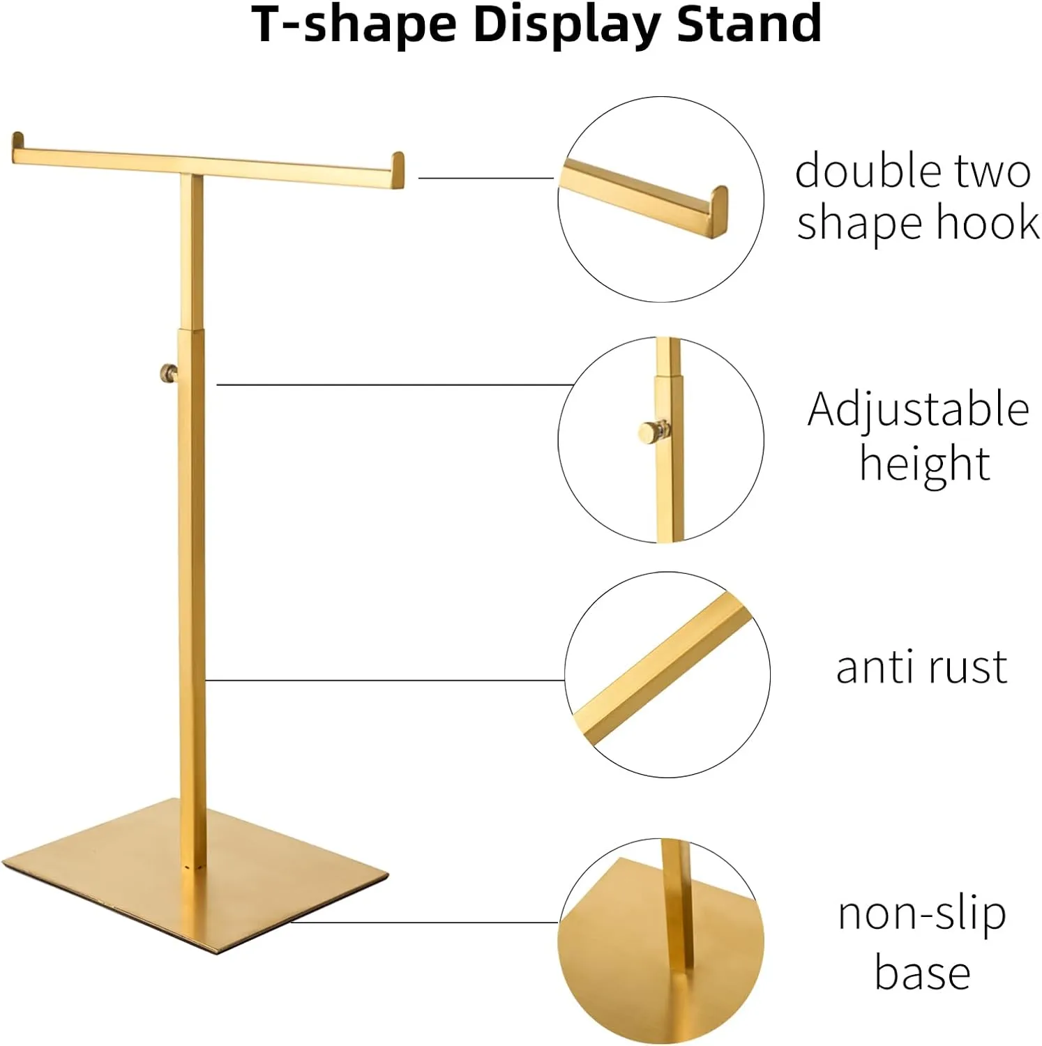 Purse Display Stand Jewelry Tower Stainless Steel Handbag Stand Jewelry Stands Tabletop for Necklaces Organizer Stand Adjustable Height Home Store Boutique, Gold
