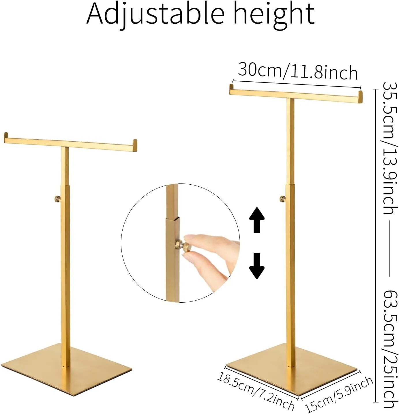 Purse Display Stand Jewelry Tower Stainless Steel Handbag Stand Jewelry Stands Tabletop for Necklaces Organizer Stand Adjustable Height Home Store Boutique, Gold