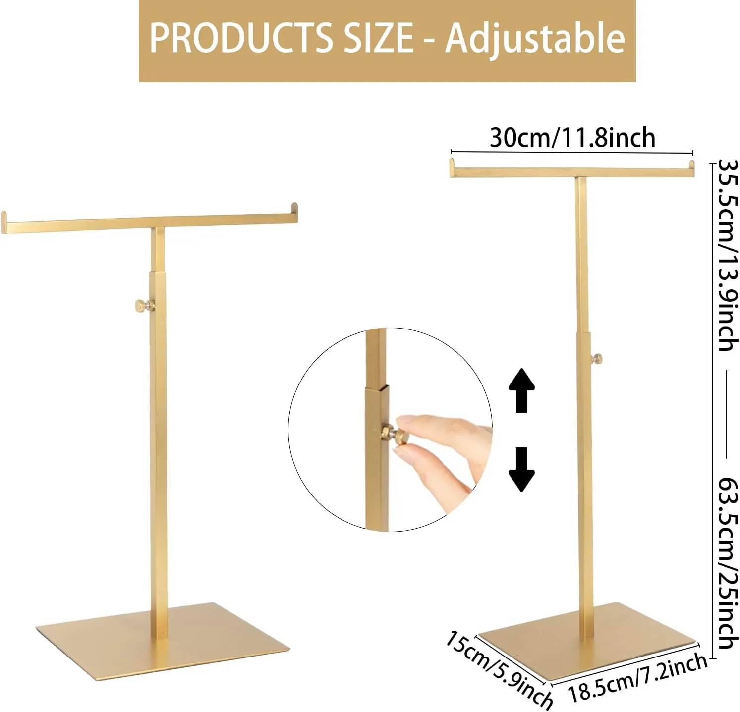 Purse Display Stand Jewelry Towers 2 Packs Stainless Steel Bag Stand Tabletop Double Hook Hanging Jewelry Stands for Necklaces Organizer Stand Adjustable Height Home Store Boutique