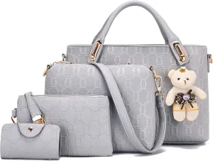 Purse for Women Fashion Medium Shoulder Bag Crossbody Bag Top Handle Tote Handbag Set 4PCS