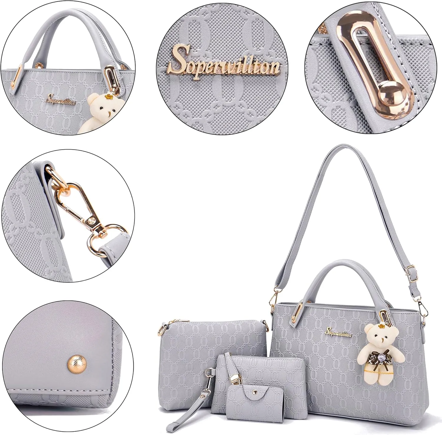 Purse for Women Fashion Medium Shoulder Bag Crossbody Bag Top Handle Tote Handbag Set 4PCS