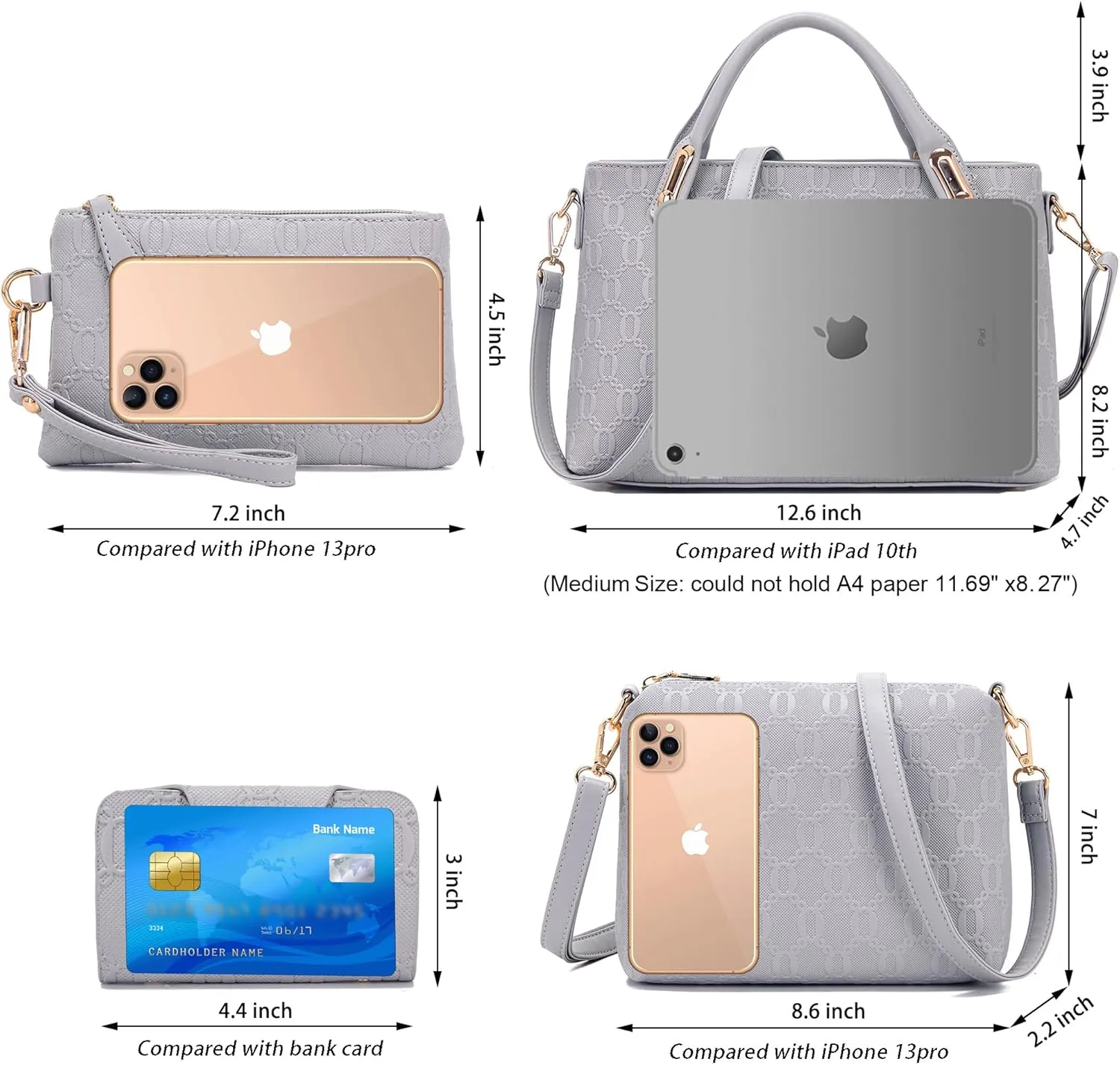 Purse for Women Fashion Medium Shoulder Bag Crossbody Bag Top Handle Tote Handbag Set 4PCS