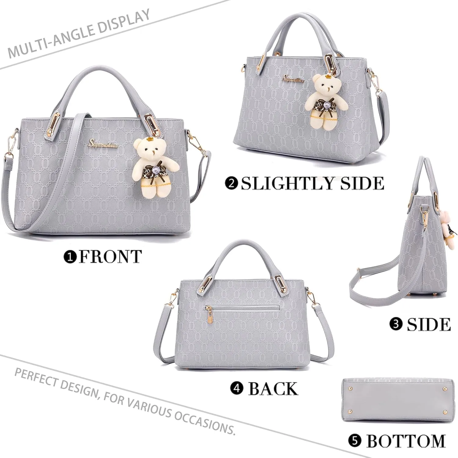 Purse for Women Fashion Medium Shoulder Bag Crossbody Bag Top Handle Tote Handbag Set 4PCS