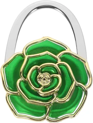 Purse Hanger, Green Rose Handbag Holder Hook Foldable Handbag Hanger, Purse Table Hanger Womens Bag Purse Holder for Desk Tables