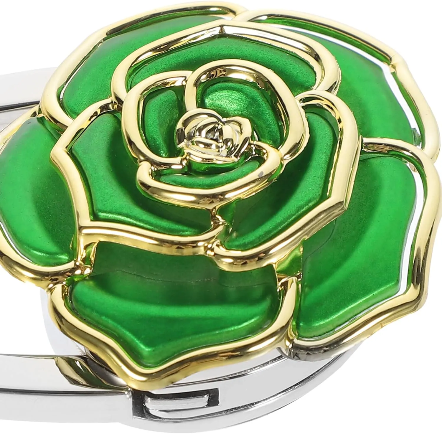 Purse Hanger, Green Rose Handbag Holder Hook Foldable Handbag Hanger, Purse Table Hanger Womens Bag Purse Holder for Desk Tables