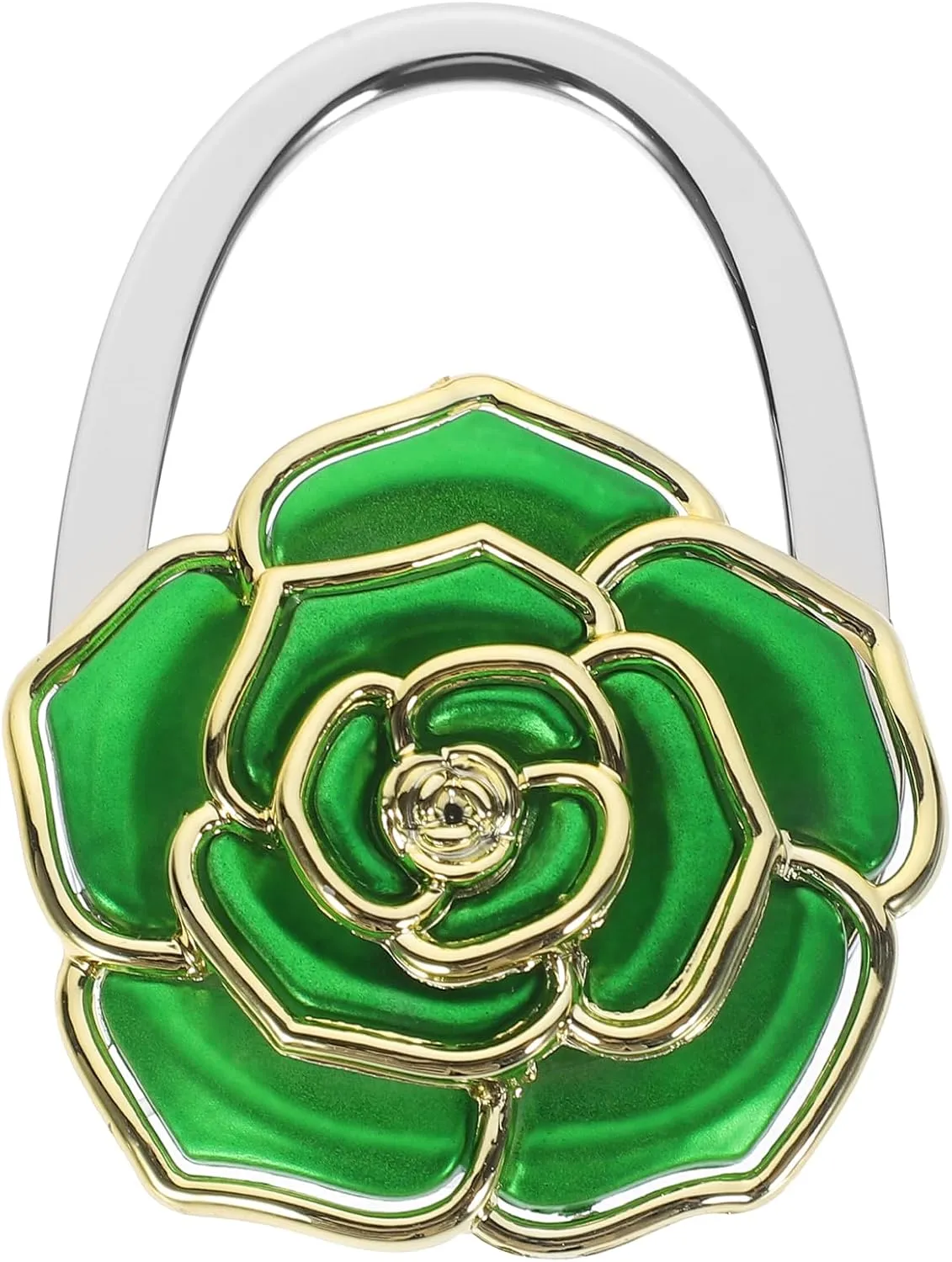 Purse Hanger, Green Rose Handbag Holder Hook Foldable Handbag Hanger, Purse Table Hanger Womens Bag Purse Holder for Desk Tables