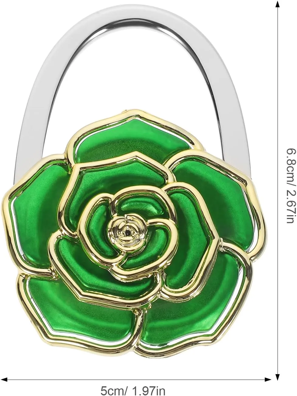 Purse Hanger, Green Rose Handbag Holder Hook Foldable Handbag Hanger, Purse Table Hanger Womens Bag Purse Holder for Desk Tables