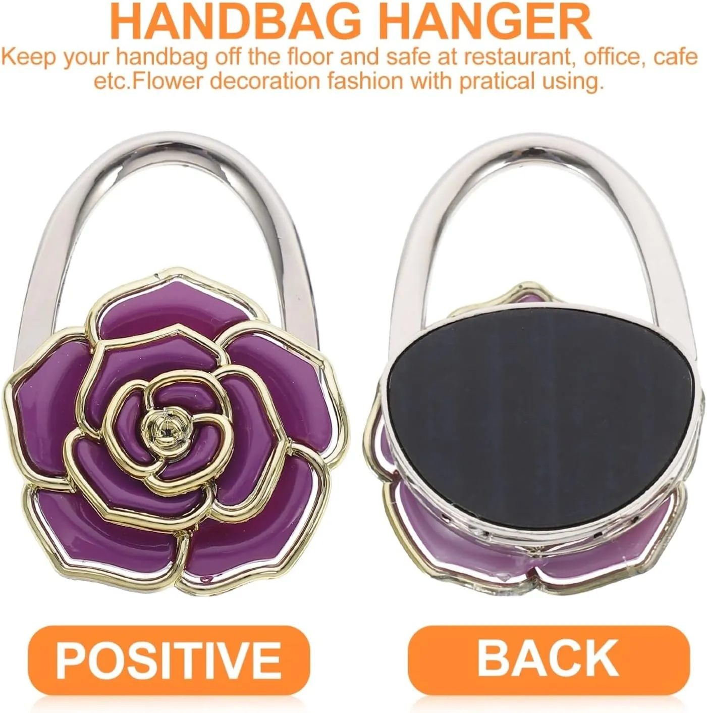Purse Hanger, Green Rose Handbag Holder Hook Foldable Handbag Hanger, Purse Table Hanger Womens Bag Purse Holder for Desk Tables