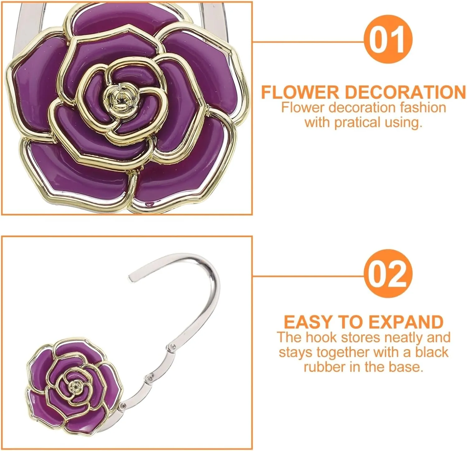 Purse Hanger, Green Rose Handbag Holder Hook Foldable Handbag Hanger, Purse Table Hanger Womens Bag Purse Holder for Desk Tables