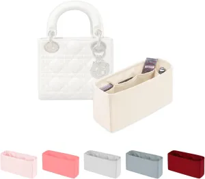 Purse Organizer for Lady-Dior, Satin Purse Storage Organizer, Inner Bags with Multiple Pockets for Storage (New Medium, Craie)
