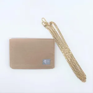 Purse Organizer Insert Conversion Kit with Gold Chain Felt Handbag (Beige)