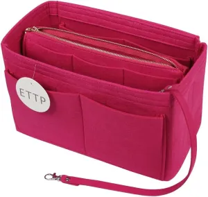 Purse Organizer Insert, Felt Tote Organizer Insert With Metal Zipper, Handbag Organizer For Speedy, Neverfull, Tote, Handbag, 7 Colors 5 Sizes