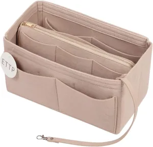 Purse Organizer Insert, Felt Tote Organizer Insert With Metal Zipper, Handbag Organizer For Speedy, Neverfull, Tote, Handbag, 7 Colors 5 Sizes