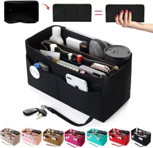 Purse Organizer Insert, Felt Tote Organizer Insert With Metal Zipper, Handbag Organizer For Speedy, Neverfull, Tote, Handbag, 7 Colors 5 Sizes