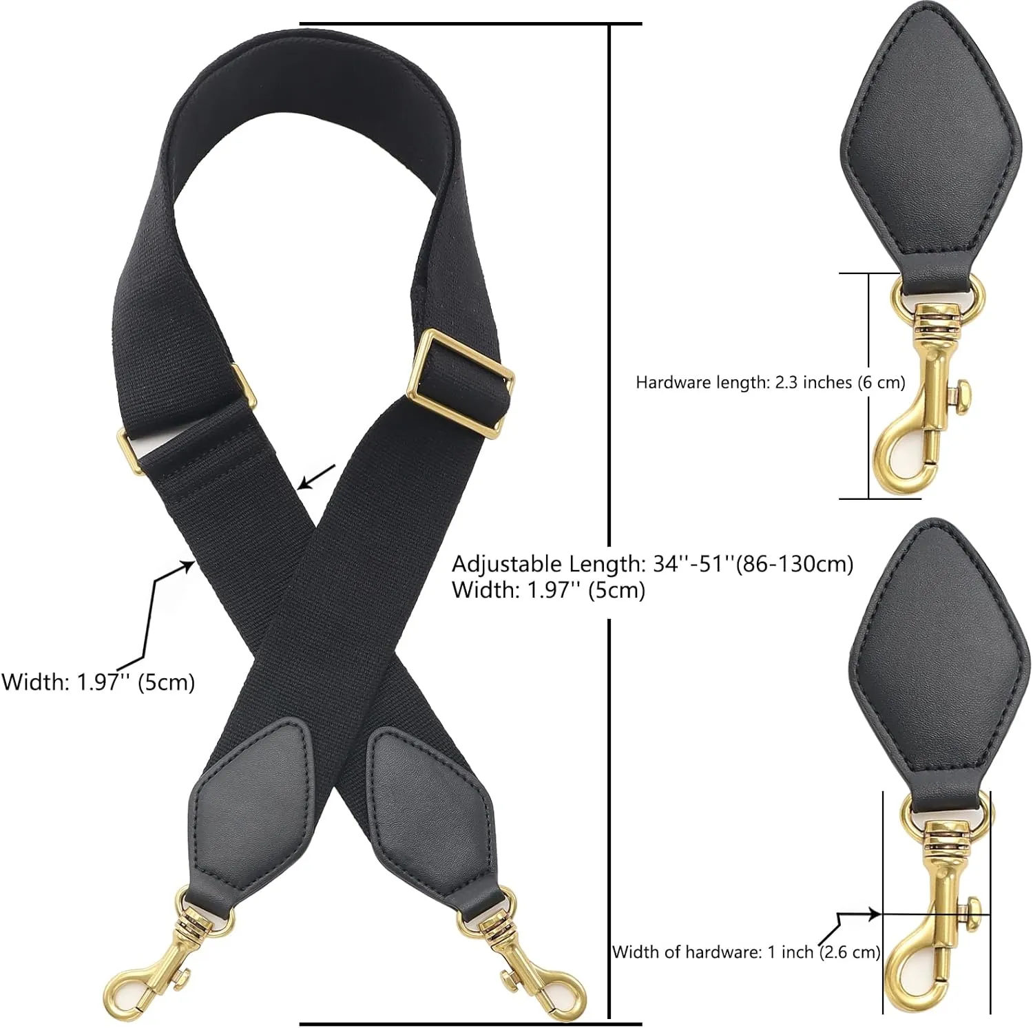 Purse Strap Replacement Crossbody Wide Shoulder Strap Adjustable Canvas Straps Handbag Strap Replacement Belts