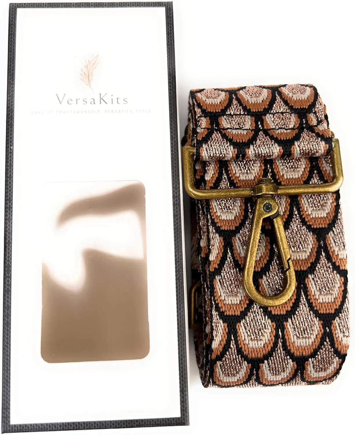 Purse Straps Replacement Crossbody Brown Peacock Print 2 Inch Extra Wide with Bronze Buckles Gold Thread Adjustable Shoulder Guitar Strap for Crossbody Bag Purse Handbag
