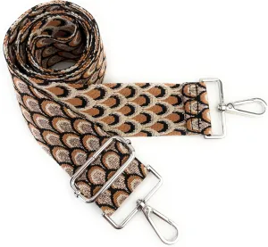 Purse Straps Replacement Crossbody Brown Peacock Print 2 Inch Extra Wide with Silver Buckles Gold Thread Adjustable Shoulder Guitar Strap for Crossbody Bag Purse Handbag