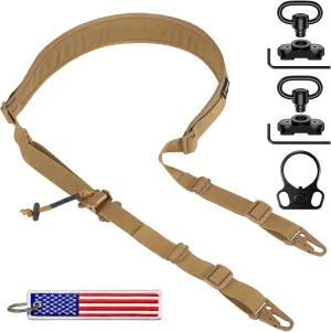 QD Sling 2 Point Sling Swivel Quick Adjust Gun Sling with HK Hook Soft Shoulder Pad, Rifle Sling for Hunting Tactical Strap