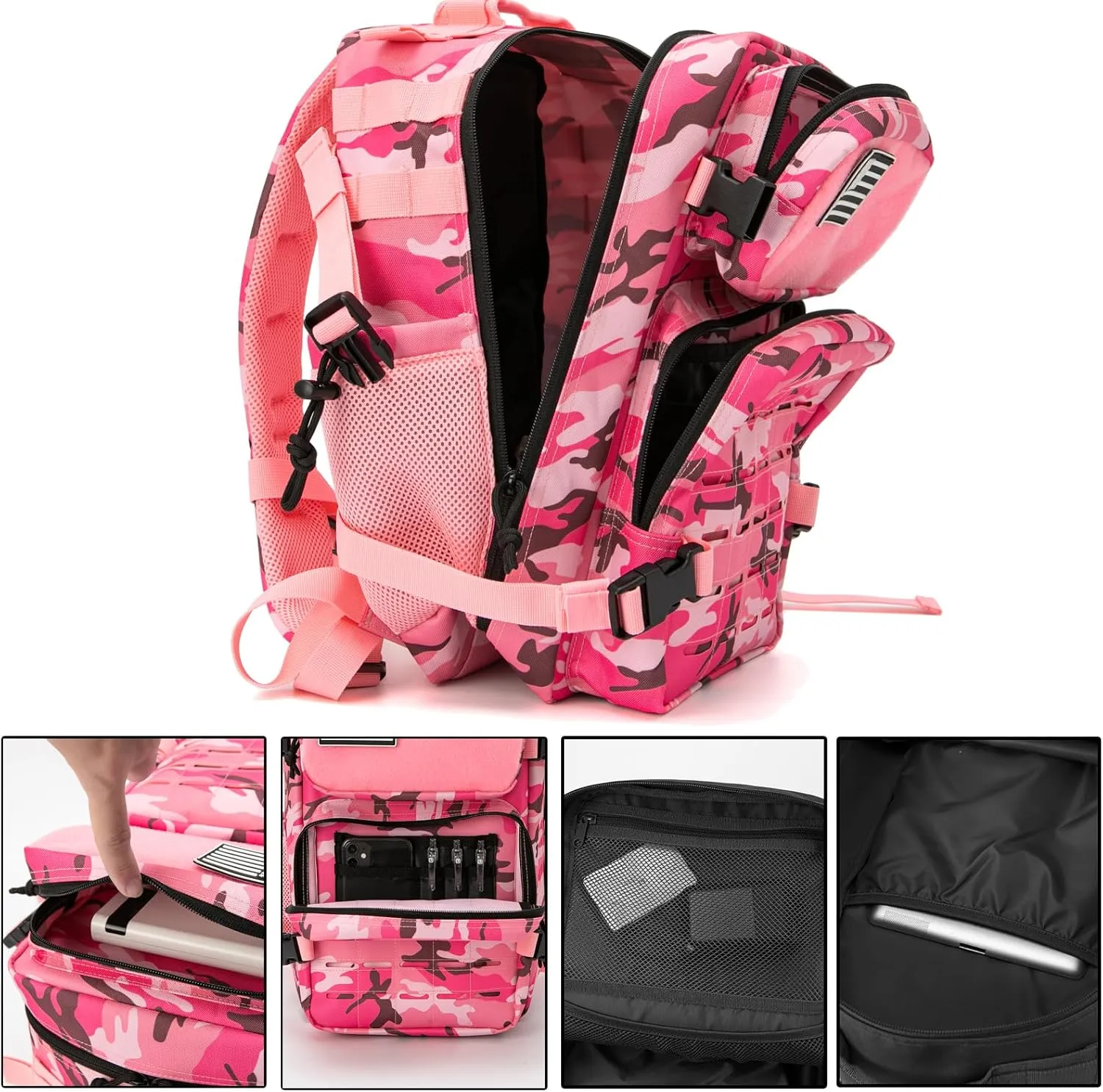 QT&QY 25L/35L/45L Military Tactical Backpack For Men Molle Daypack 3 Day Bug Out Bag Hiking Rucksack With Bottle Holder