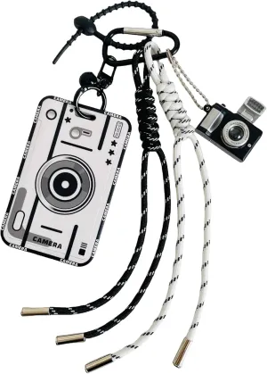 QTMY Cute Camera Card Picture Holder Rope Braided Keychain Bag Charms for Handbag Purse Backpack Accessories for Bogg Bag,706