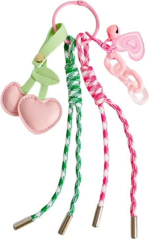 QTMY Cute Cherry Braided Keychain Bag Charms for Handbag Purse Backpack Accessories Bogg Bag,501