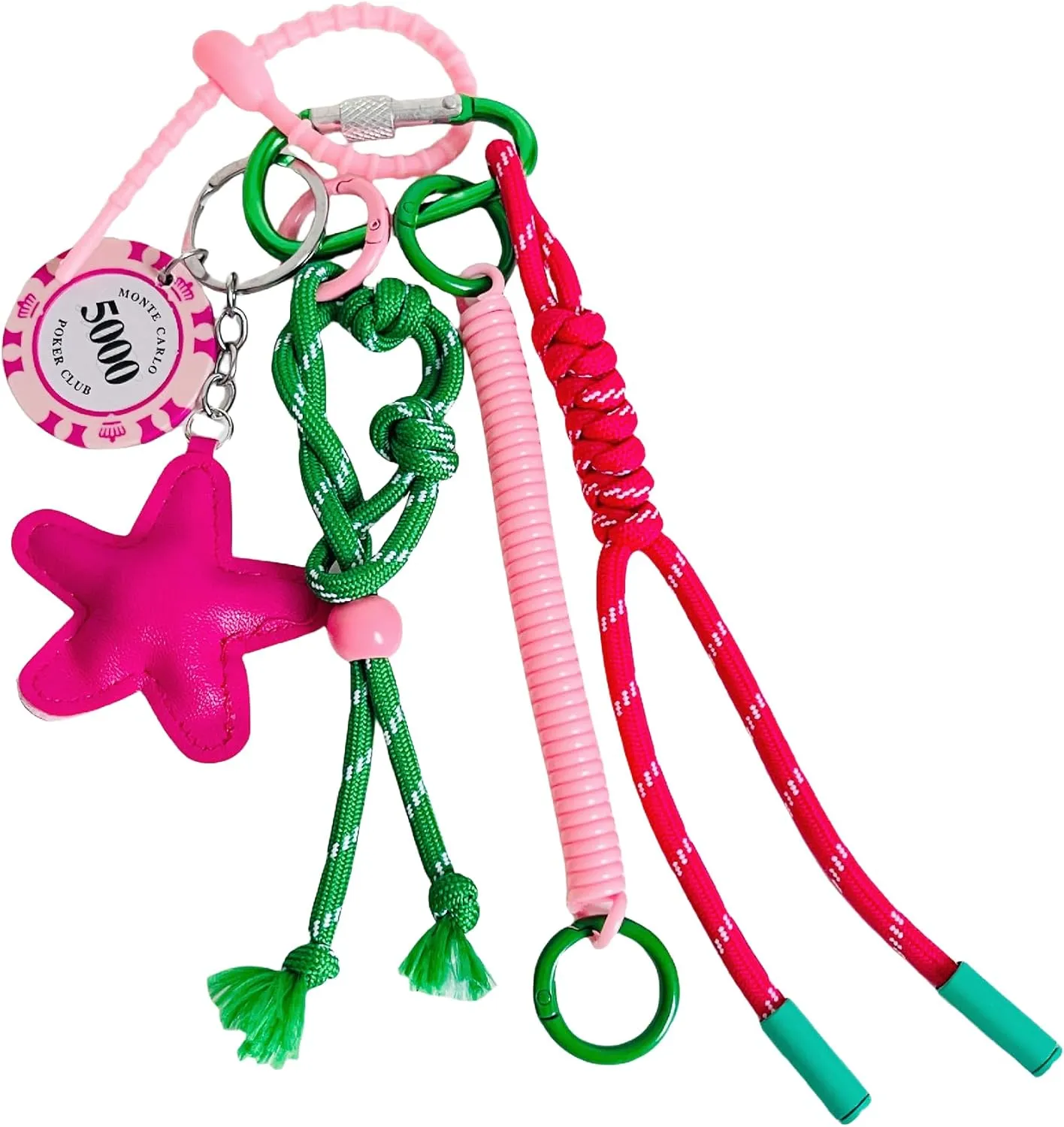 QTMY Cute Star Braided Keychain Bag Charms for Handbag Purse Backpack Accessories Bogg Bag,360