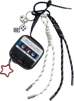 QTMY Vintage Tape Coin Purse Braided Keychain Bag Charms for Handbag Purse Backpack Accessories Bogg Bag,377