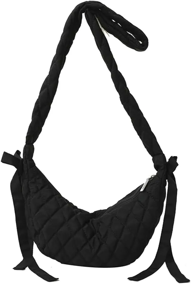 Quilted Shoulder Crossbody Bags for Women Small Cute Dumpling Purse Y2k Crescent Pueses Top Handle Handbag