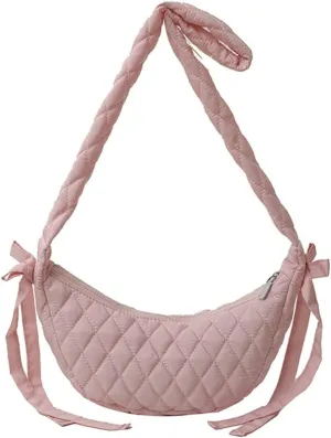 Quilted Shoulder Crossbody Bags for Women Small Cute Dumpling Purse Y2k Crescent Pueses Top Handle Handbag