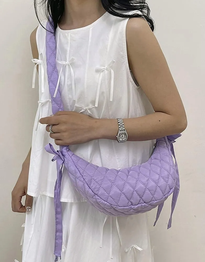 Quilted Shoulder Crossbody Bags for Women Small Cute Dumpling Purse Y2k Crescent Pueses Top Handle Handbag