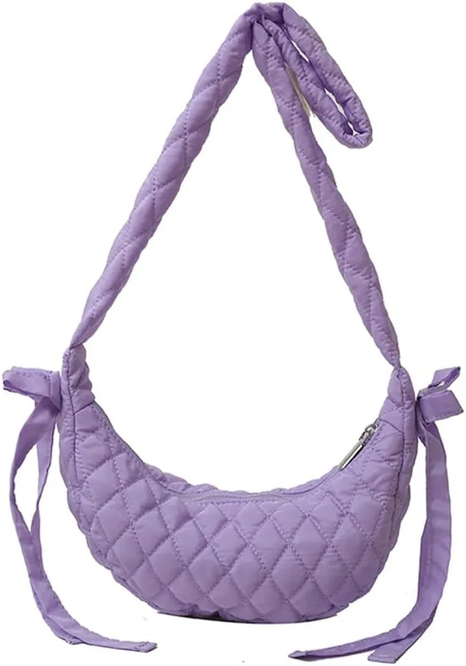 Quilted Shoulder Crossbody Bags for Women Small Cute Dumpling Purse Y2k Crescent Pueses Top Handle Handbag