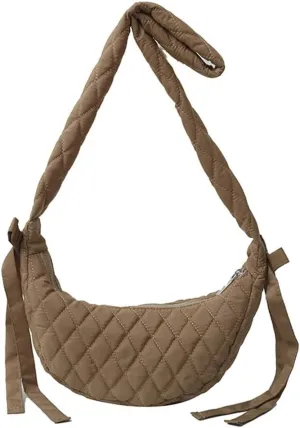 Quilted Shoulder Crossbody Bags for Women Small Cute Dumpling Purse Y2k Crescent Pueses Top Handle Handbag